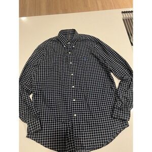 Ralph Lauren Men's Plaid Cotton Button-Down Shirt Black Blue White Long Sleeve L